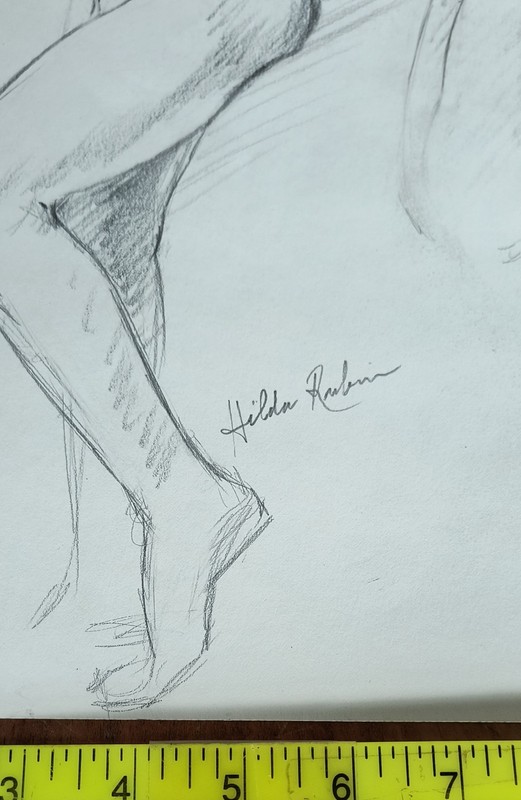 Hilda Rubin Listed Artist Signed Charcoal Drawing 4 Women / Nude 1960s? MCM #6 gallery