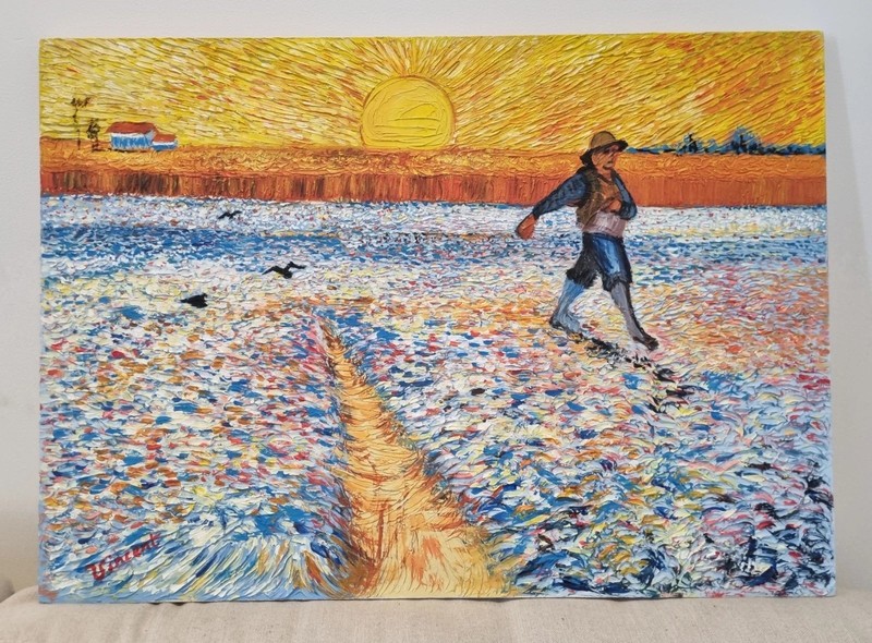 Vincent Van Gogh, Handmade Oil Painting On Canvas, Signed, Stamped 70cm x 50cm