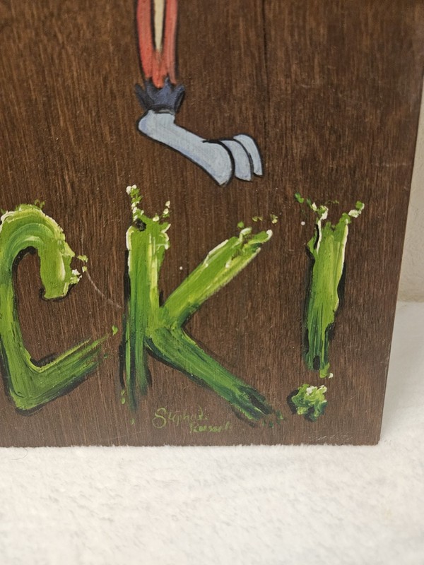 Hand Made Painted Rick And Morty Pickle Rick Acrylic Painting on Wood Board gallery
