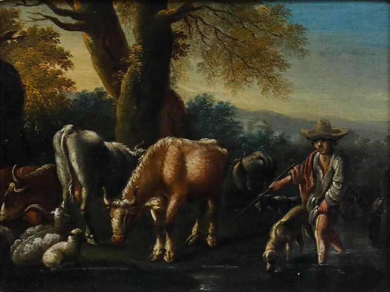 c.1700 Oil - At the Watering Place gallery