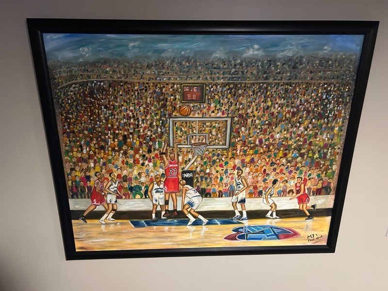 Michael Jordan ORIGINAL Oil Panting "MJs Final Shot" 1998 NBA Finals SIGNED! gallery