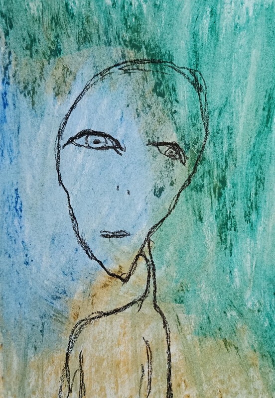 Portrait – Abstract Modern Art – Oil Chalk A4 Paper – Modern Art