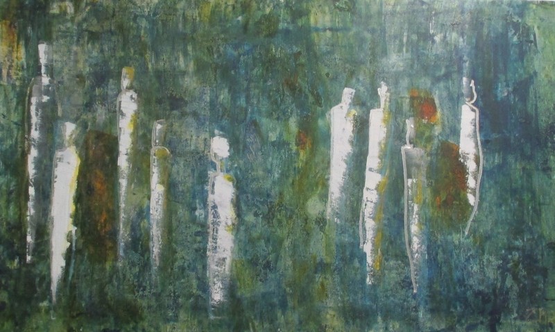 Oil painting abstract red blue white approx 150×85 stretched canvas filled