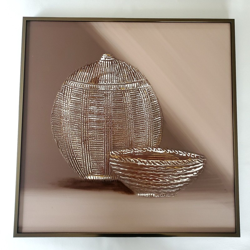 Lee Reynolds Vanguard Studios Set Of 2 MCM Basket Paintings Textured Brown Taupe gallery