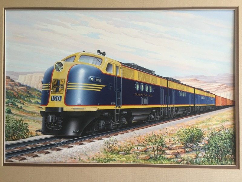 EMD Electro-Motive Atchison Topeka & Santa Fe ATSF Original FT Painting – 1941