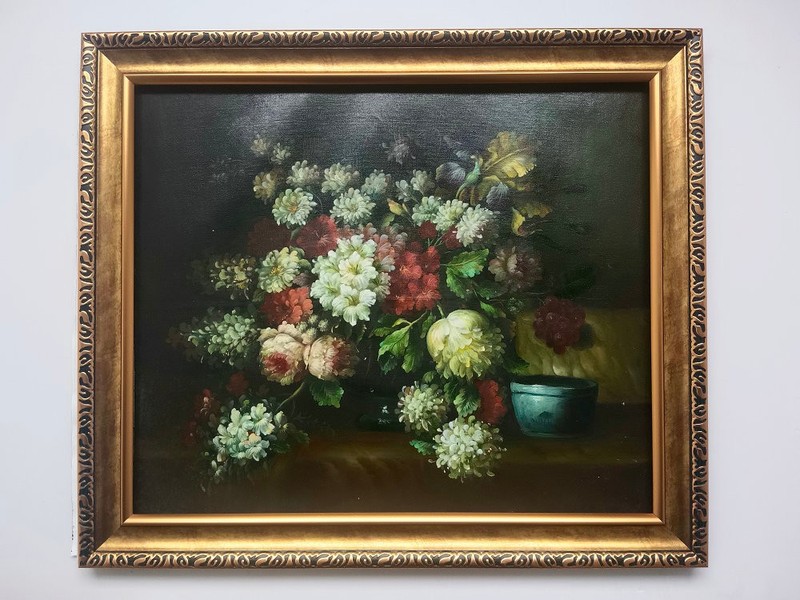 Framed Art Classical Still Life Flowers Oil Painting Hand painted Canvas Decor