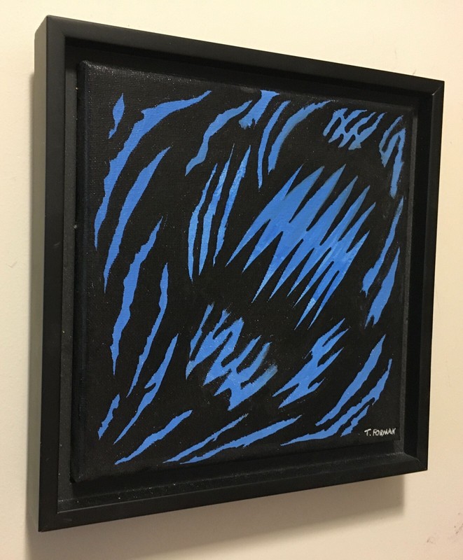 "Comic Book" Original abstract hand-painted art on canvas. Signed and framed. gallery