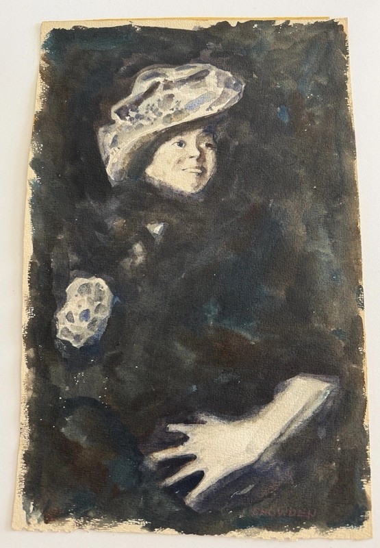 CHESTER SNOWDEN Watercolor PORTRAIT after Edward Steichen VITALITY Houston Texas