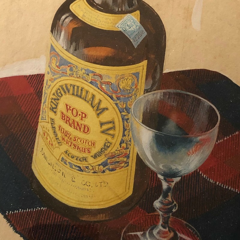 Rare Old Original Advertising Illustration Art Painting King William Whiskey gallery
