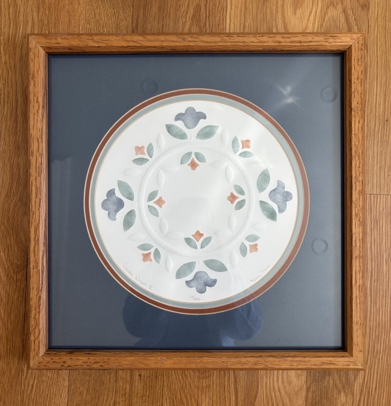Signed And Numbered Seriograph Watercolor Titled “Garden Wreath II” Framed