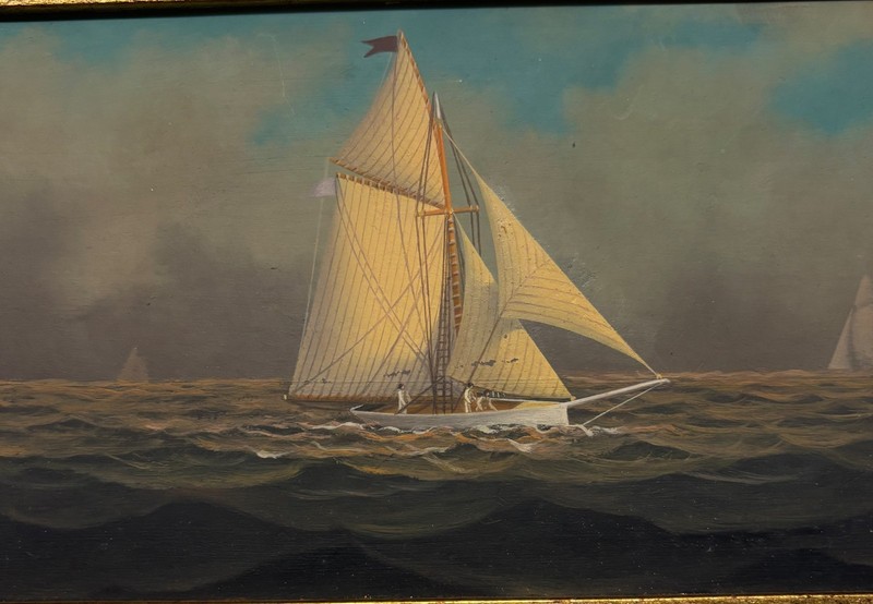 Original Vintage GEORGE NEMETHY Sailing SAILBOATS on the Open Seas Oil PAINTING gallery