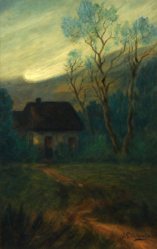Joseph Clinton De Villis Oil on Mahogany Panel Landscape African American Art