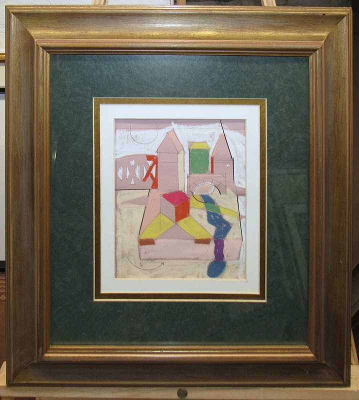 Tom Corey 1990s Abstract New York Cityscape Listed New York and Italian Artist