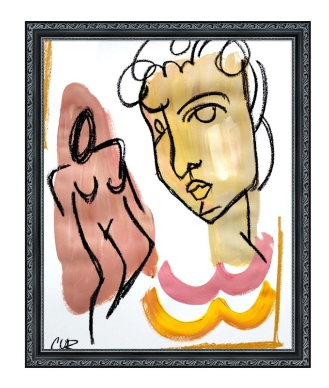 CORBELLIC ORIGINAL ART 14X17 GOLDEN EXPRESSIONISM ABSTRACT GALLERY THICK PAPER