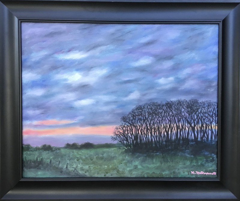 NIGHT ROAD TO YORK – 16X20 inch framed oil landscape painting by K. McDermott