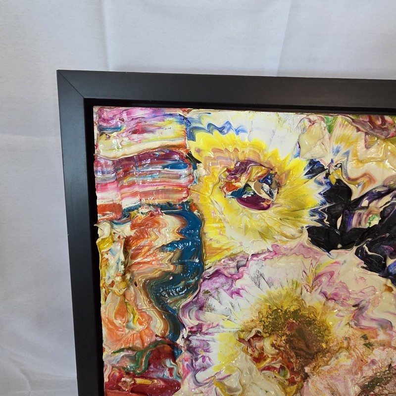 Oil On Panel 3D Abstract Art Floating Frame Kevin Winger #78 Quartz Skull Signed gallery