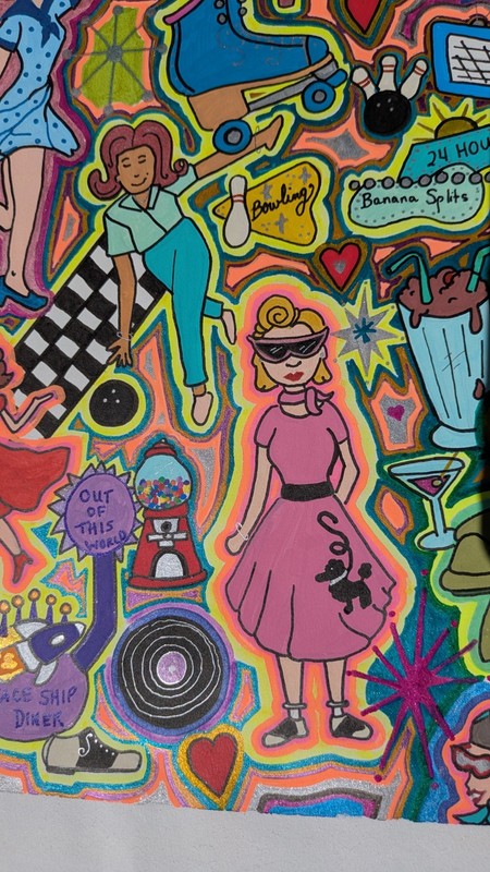 «Neon Nostalgia» Retro Americana, Bowling, Pin Up Poodle Skirt Classic Car Diner