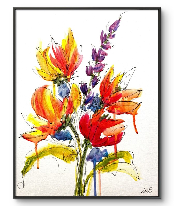 Original Abstract Expressionism 11×14 Flowers Handmade Signed Unique Fine Art 98