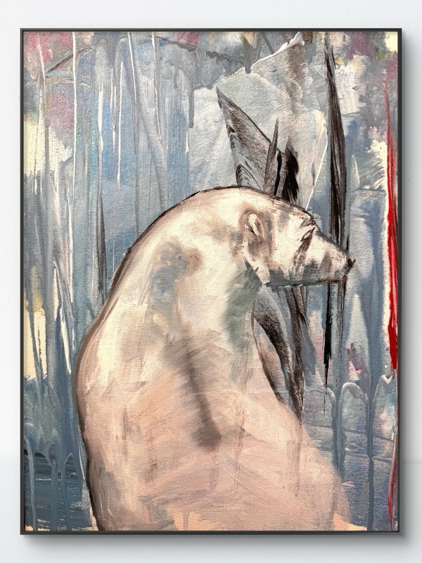 Original Abstract Expressionism 12×16 Polar Bear Handmade Signed Nursery Art 491