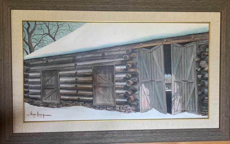Wayne Cooper, OLD HOUSE an Original Painting of «HOME & BARN» Early Americana