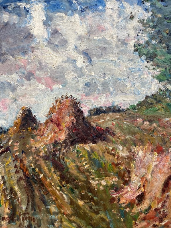 Impressionist Mogens Vantore 1895 - 1975 Summer Landscape With Heuhocken Oil gallery