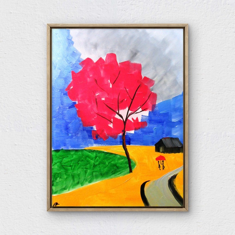 RiverRunArt Original Abstract 12×16 Landscape Acrylic Canvas Gold Bedroom Art