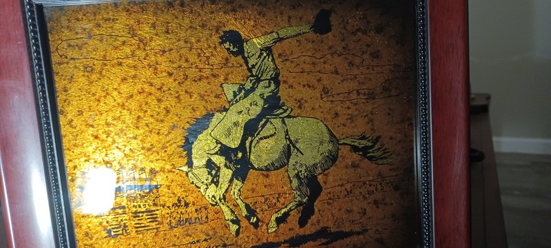 Original Rare JACK WHITE Gold Leaf "Echruseos" Painting "Bucking Bronco" Signed gallery