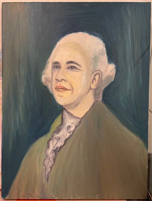 Unique Barack Obama & George Washington Merged Painting (2009)Martin Saar-Signed