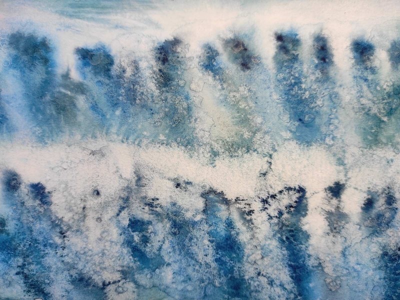 BIRD SEAGALLS SEA WAVES Original Artwork Painting Landscape SKY Seascape Gift A4 gallery