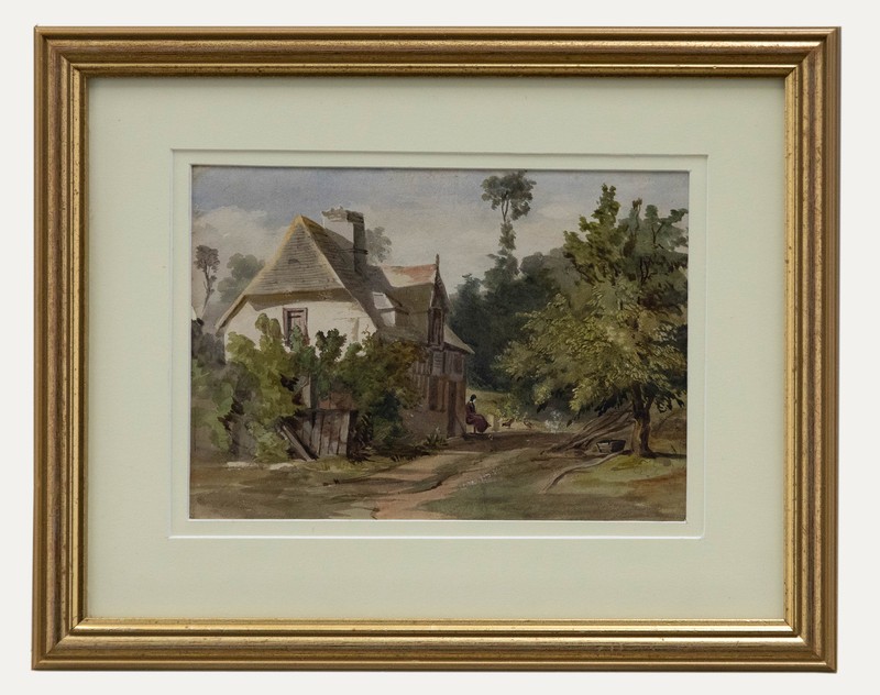 E. Worsley – 1842 Watercolour, A Moment of Contemplation