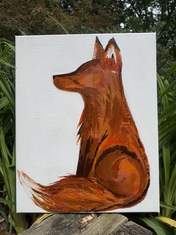 Fox Abstract Colorful Original Acrylic Painting on Stretched Canvas Low Profile