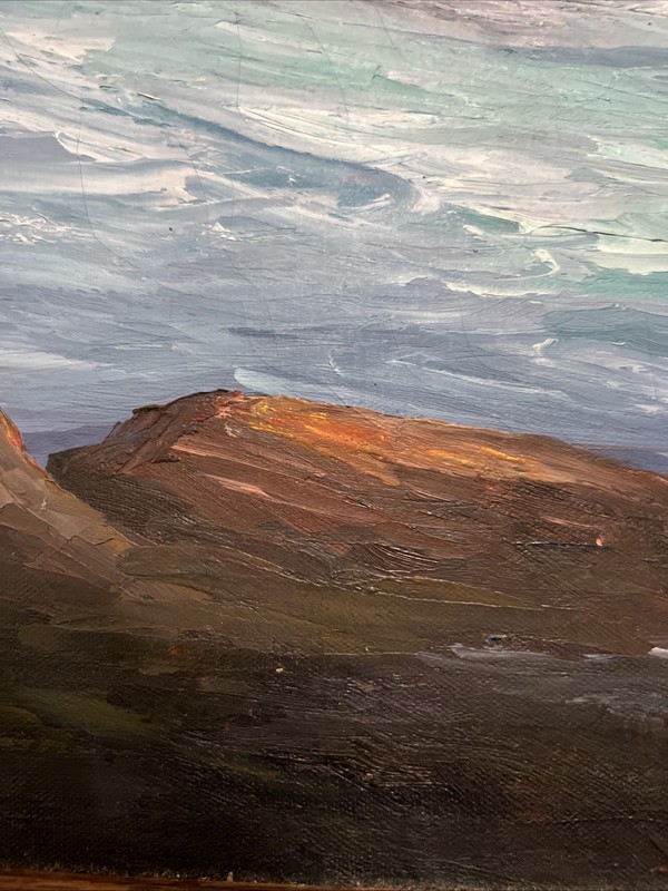 Winifred W Compton Oil ~Canvas Monhegan Island Coastal Scene 20th Century 18x24 gallery