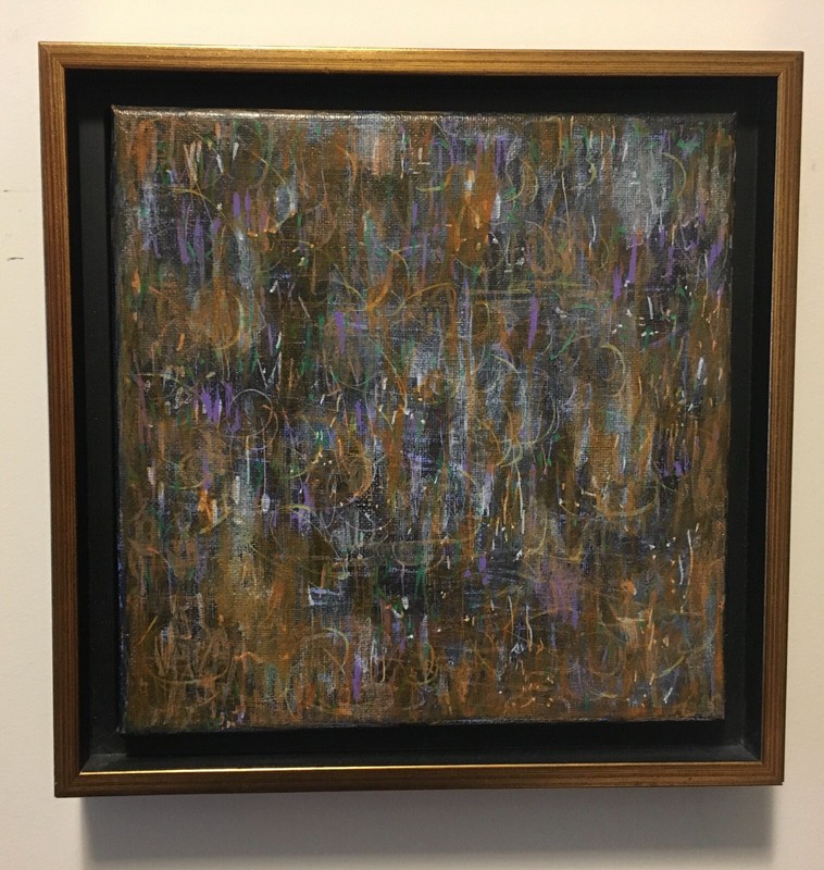«After the Fireworks» Original abstract hand done art on canvas. Signed/framed.