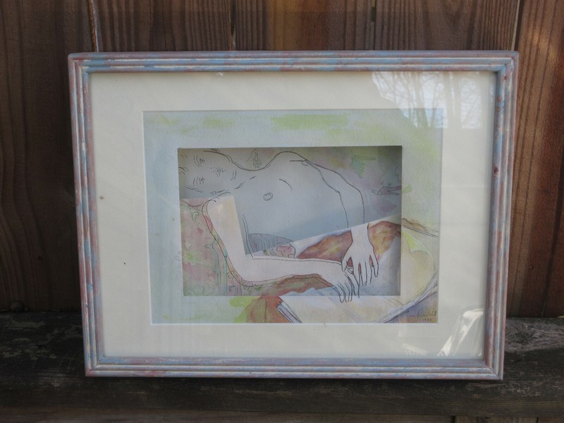 Jean Pierre Weill Signed 3-D Painting on Glass Art Abstract Woman Vitreography