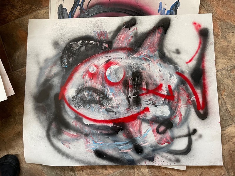 graffiti street art “Fish” shark Ody West 22×28 poster size acrylic spray
