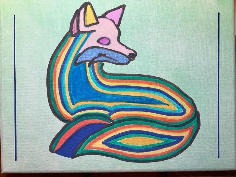 8×10 Acrylic Painting Specialist Hybrid Fox «Limited Edition» No Duplicates