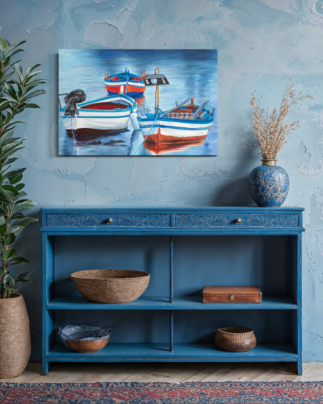 Original Acrylic Fishing Boat Trio gallery