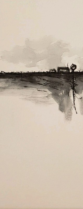 No.679 Original Abstract Minimal Landscape Ink Painting By K.A.Davis gallery