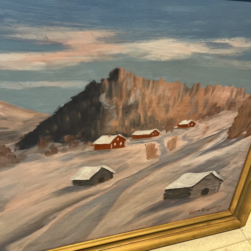 Wondrous Sweden Winter Scene View Rare Swedish Artist GUNNAR BERGSTROM Oil/Board gallery