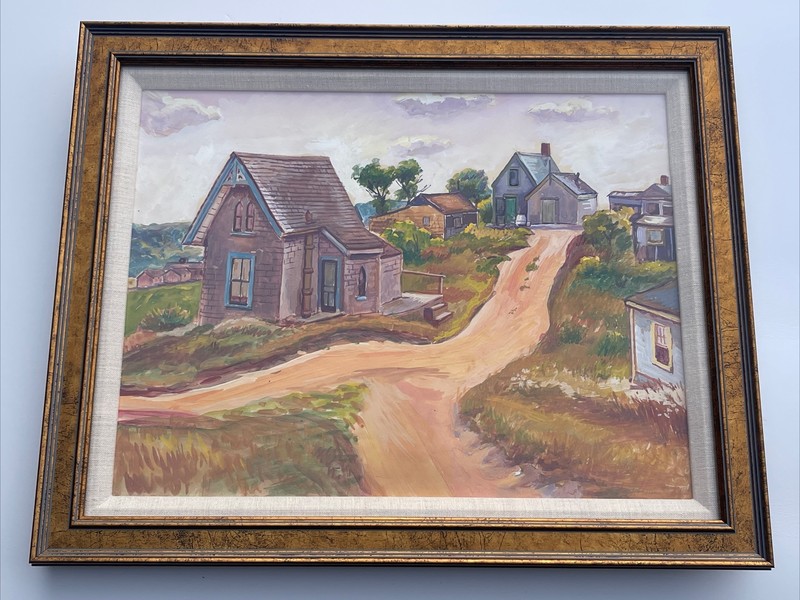 Matene Rachotes Cain Painting Wpa Era Regionalism East Coast Landscape antique