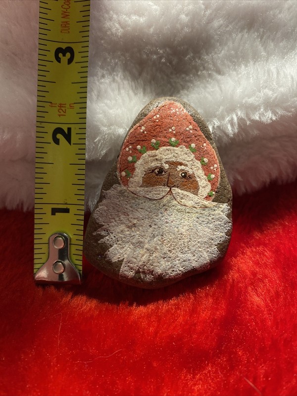 Hand Painted Rocks From Seneca Lake, NY - Santa Claus With Red Hat - Christmas gallery