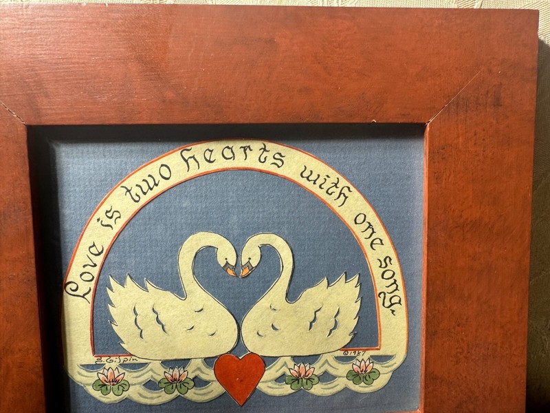 Sandra Gilpin Scherenschnitte "Love Is Two Hearts...." Folk Art - Signed/Framed gallery