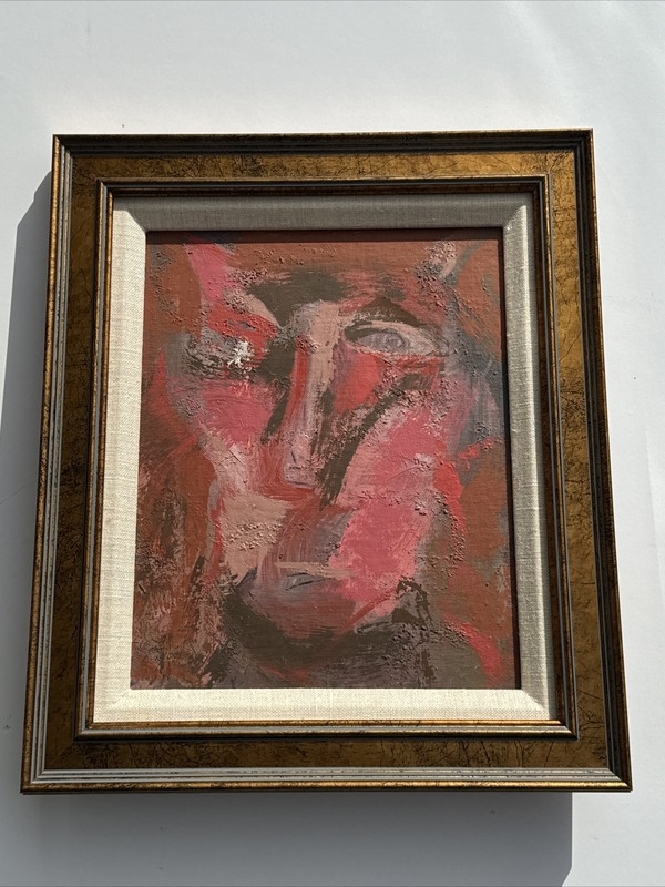 MID CENTURY PAINTING DEVIL SERIES LISTED SAMUEL CLAYBERGER MODERNISM 1950’S OIL