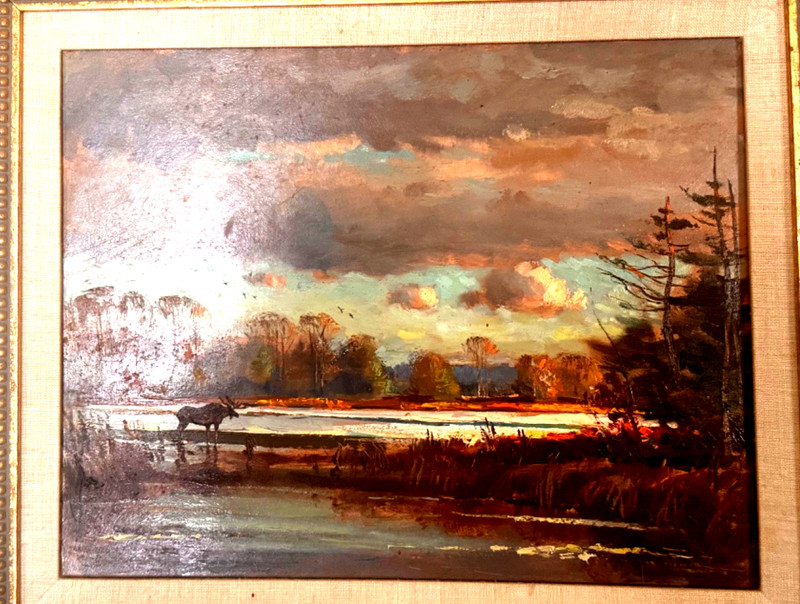 Wayne Morrell original oil, "Moose Country" 1984 gallery
