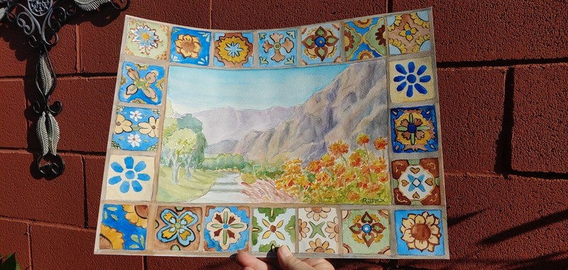 Tile Window to SilverRock Path Original Watercolor RAMfish Artist 12" X 16" gallery