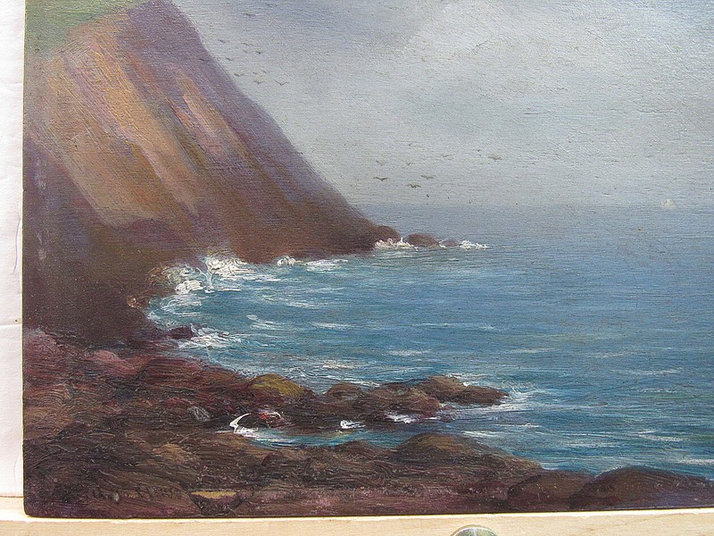 William AJ Claus 1880s Ptg Monhegan Headlands Listed Maine, Massachusetts Artist gallery