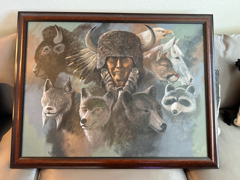FRED CLEVELAND ORIGINAL PAINTING ON CANVAS FRAMED 44.5" X 34.5" EXTRA LARGE gallery