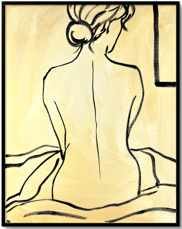 Woman’s Back Figure Painting, Minimalist Line Art 11×14