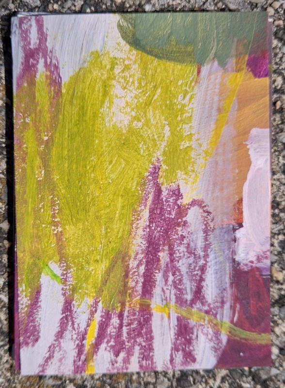 ACEOs- Abstract acrylic painting paper&marker oil pastels