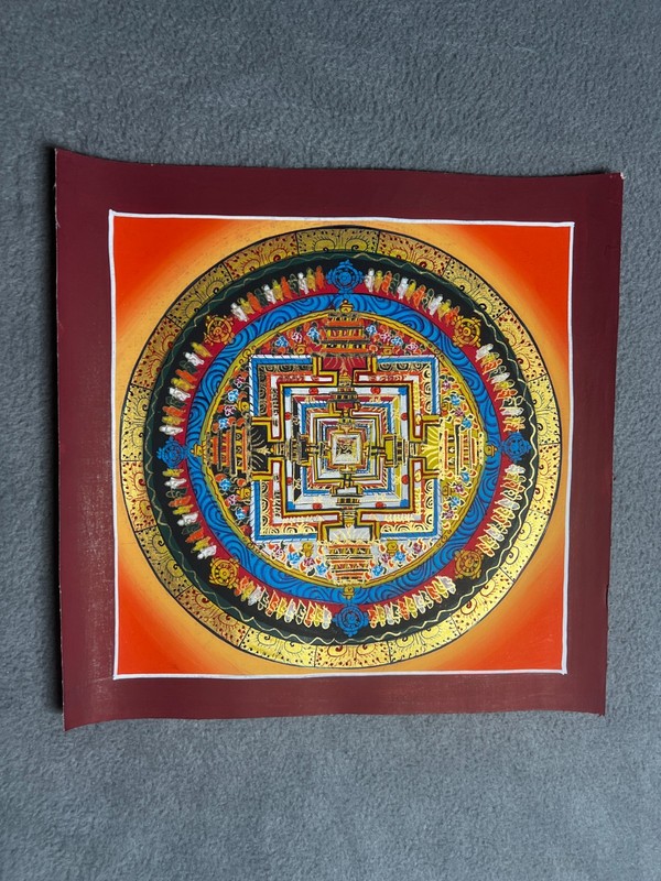Kalachakra Mantra Mandala Thangka Multicolored Gold original Hand painted Thanka